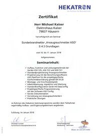 Michael Kaiser, Seminar für Sonderbrandmelder Ansaugrauchmelder ASD