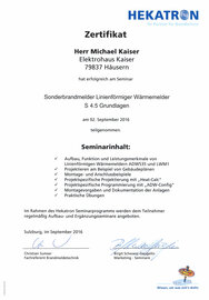 Michael Kaiser, Seminar für Sonderbrandmelder Linienförmiger Wärmemelder