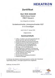 Dirk Schmidt, Seminar für Sonderbrandmelder Ansaugrauchmelder ASD